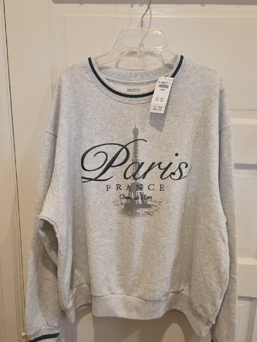 Hollister Gray Paris Graphic Crewneck Sweatshirt